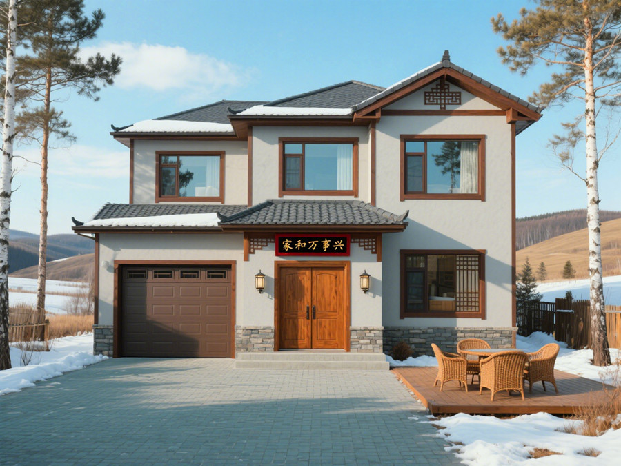 在黑龍江地區搭建的二層中式風格的輕鋼別墅 在黑龍江地區搭建的二層中式風格的輕鋼別墅